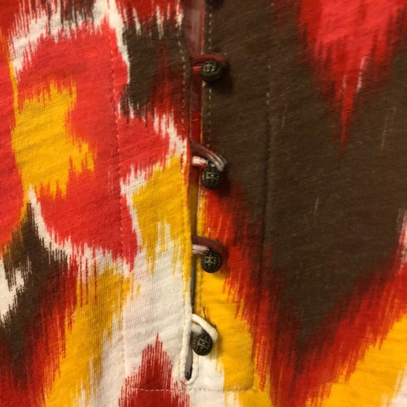 Lucky Brand Orange Multi Print Short Sleeve Top - Picture 3 of 5